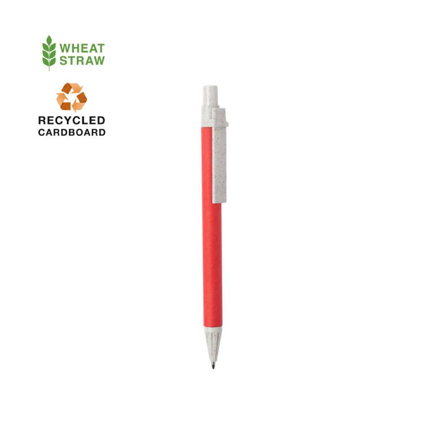 SALCEN, ручка шариковая, красный, рециклированный картон, пластик с пшеничным волокном, фото 1