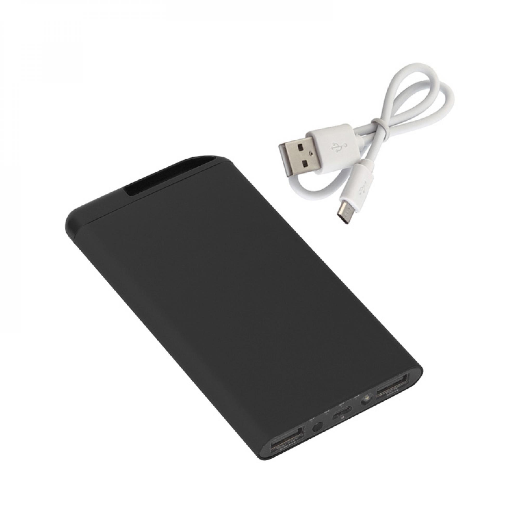 Зарядное устройство "Theta", 6000 mAh, 2 выхода USB, покрытие soft touch, цвет черный, фото 1