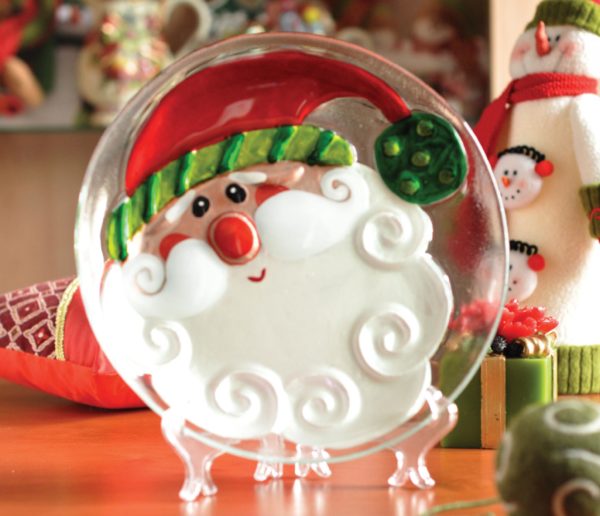 Тарелка декоративная "Дед Мороз" с подставкой - купить оптом