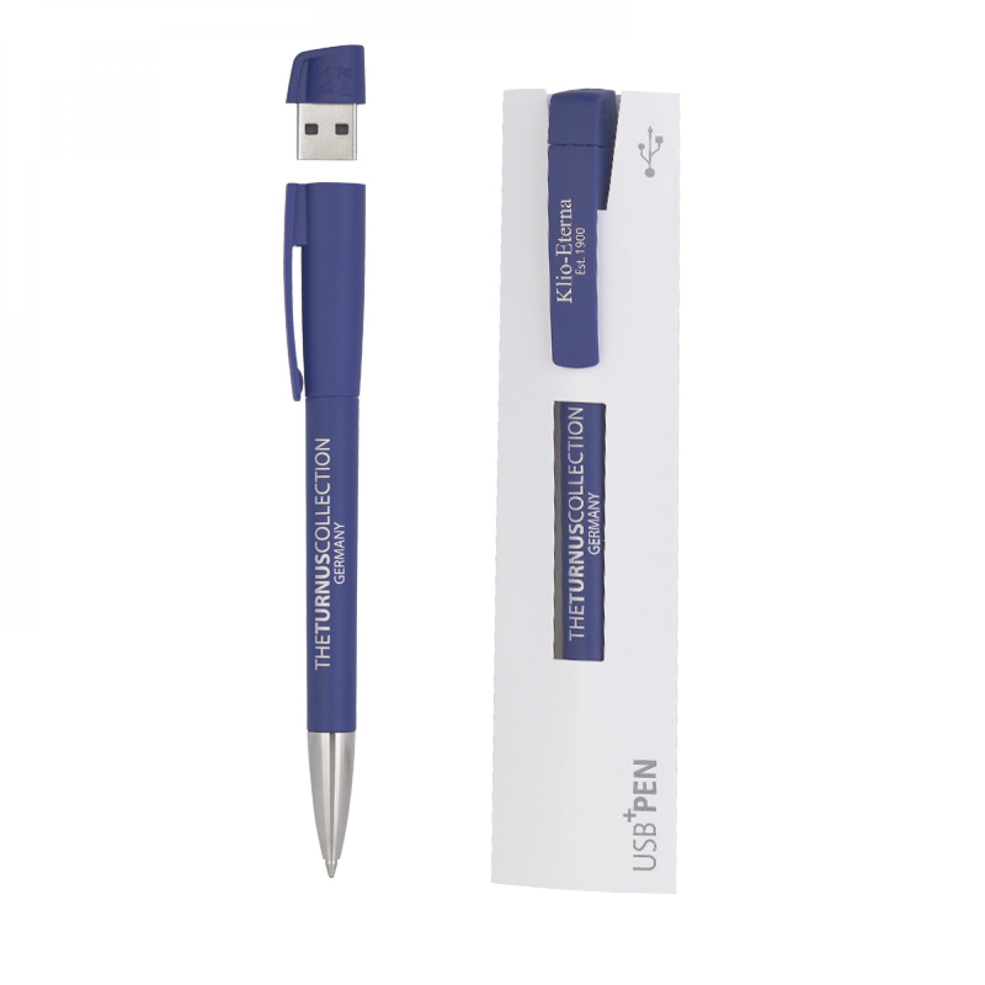 Ручка с флеш-картой USB 16GB «TURNUSsofttouch M», цвет темно-синий, фото 2