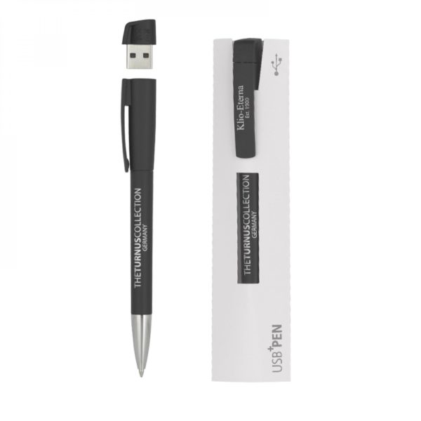 Ручка с флеш-картой USB 16GB «TURNUSsofttouch M», цвет черный - купить оптом