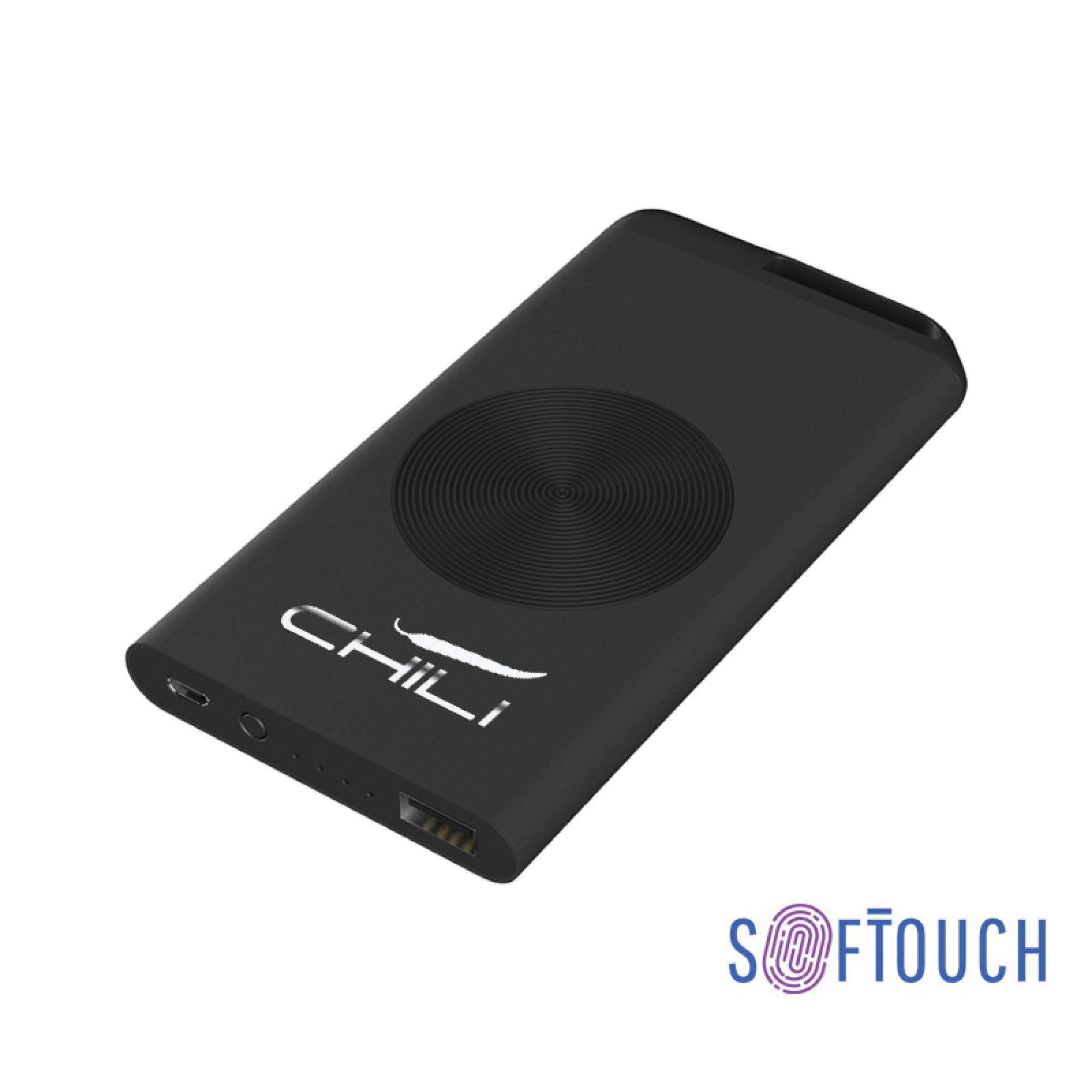 Зарядное устройство "Theta", 6000 mAh, 2 выхода USB, покрытие soft touch, цвет черный - купить оптом