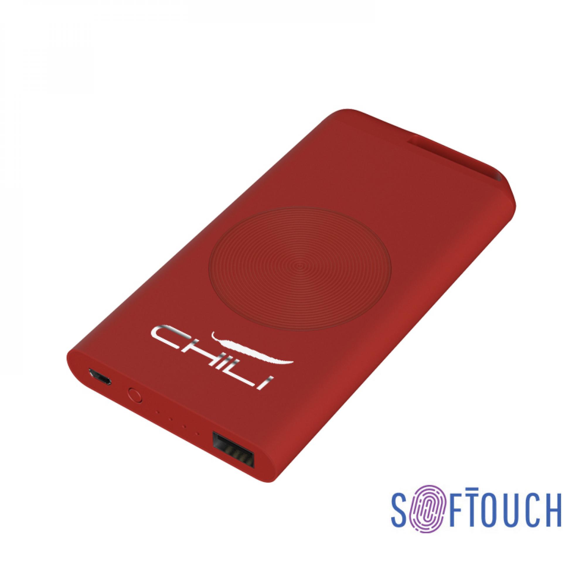 Беспроводное зарядное устройство "Theta Wireless", 4000 mAh, цвет красный