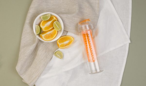 Бутылка для воды "Fruits" 700 мл с емкостью для фруктов, цвет оранжевый - купить оптом