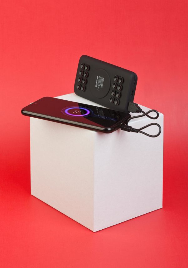 Беспроводное зарядное устройство "Ten SOFTTOUCH", 10000 mAh, цвет черный - купить оптом