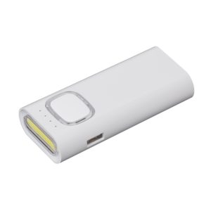 Зарядное устройство с LED-фонариком и подсветкой логотипа, 4400 mAh, цвет белый - купить оптом