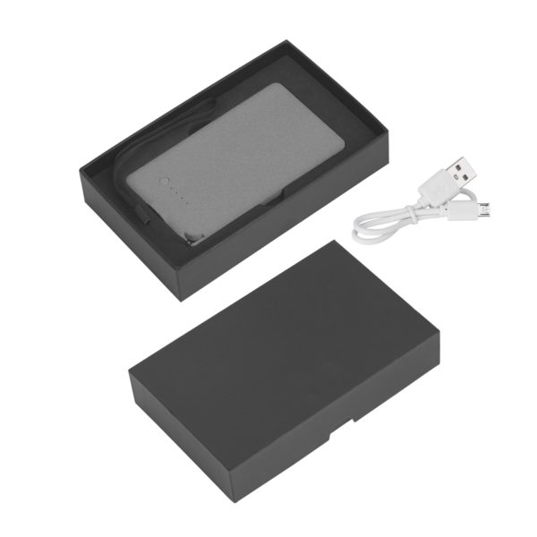 Зарядное устройство "Камень" с покрытием soft grip, 4000 mAh в подарочной коробке, цвет серый - купить оптом