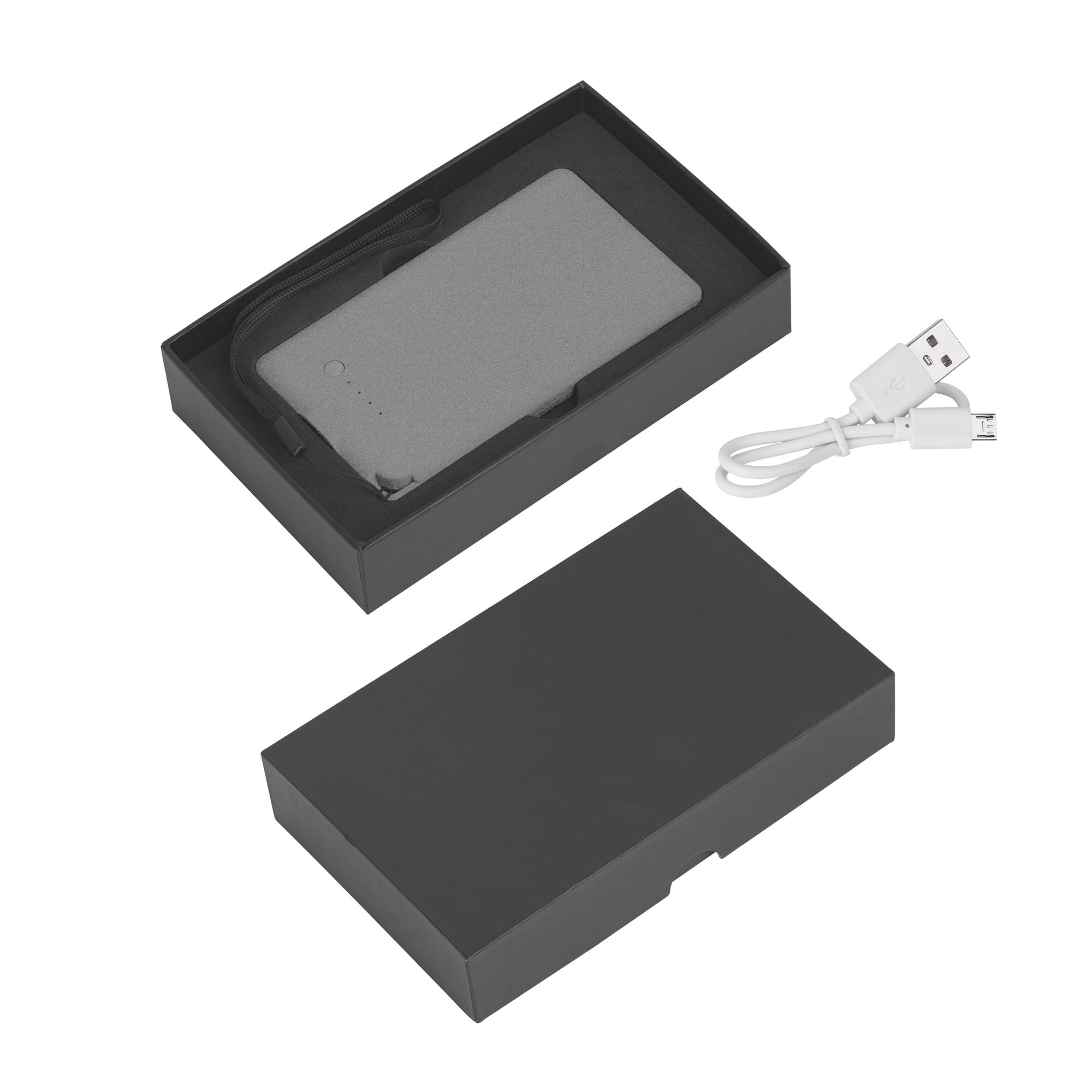 Зарядное устройство "Камень" с покрытием soft grip, 4000 mAh в подарочной коробке, цвет серый, фото 4