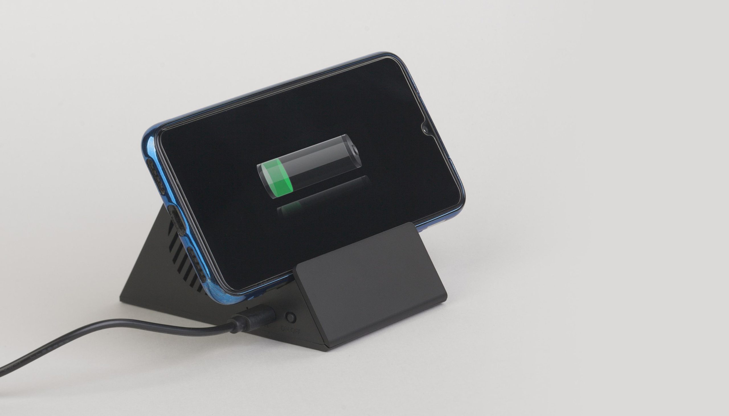 Bluetooth колонка-подставка "Rock" 3Вт с беспроводным зарядным устройством и подсветкой логотипа, цвет черный, фото 2