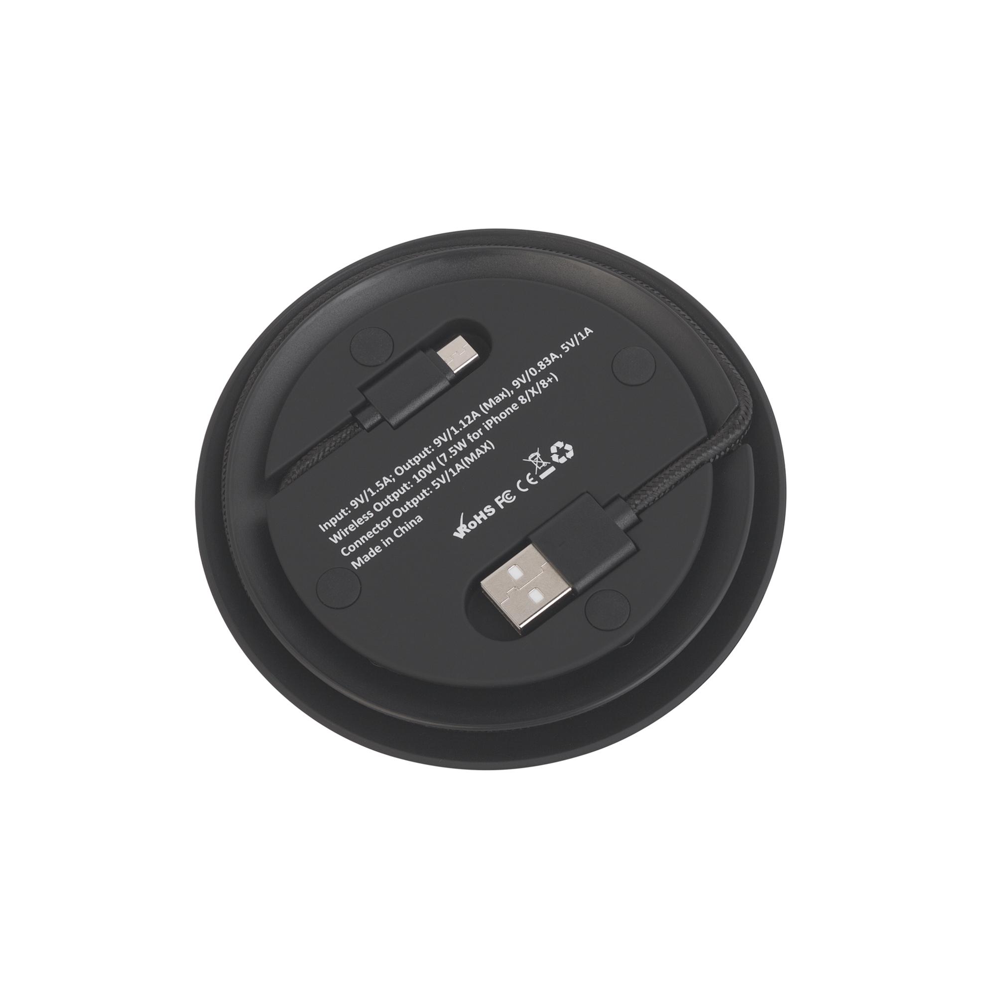 Настольное беспроводное зарядное устройство "Light SOFTTOUCH" с подсветкой логотипа, цвет черный, фото 3