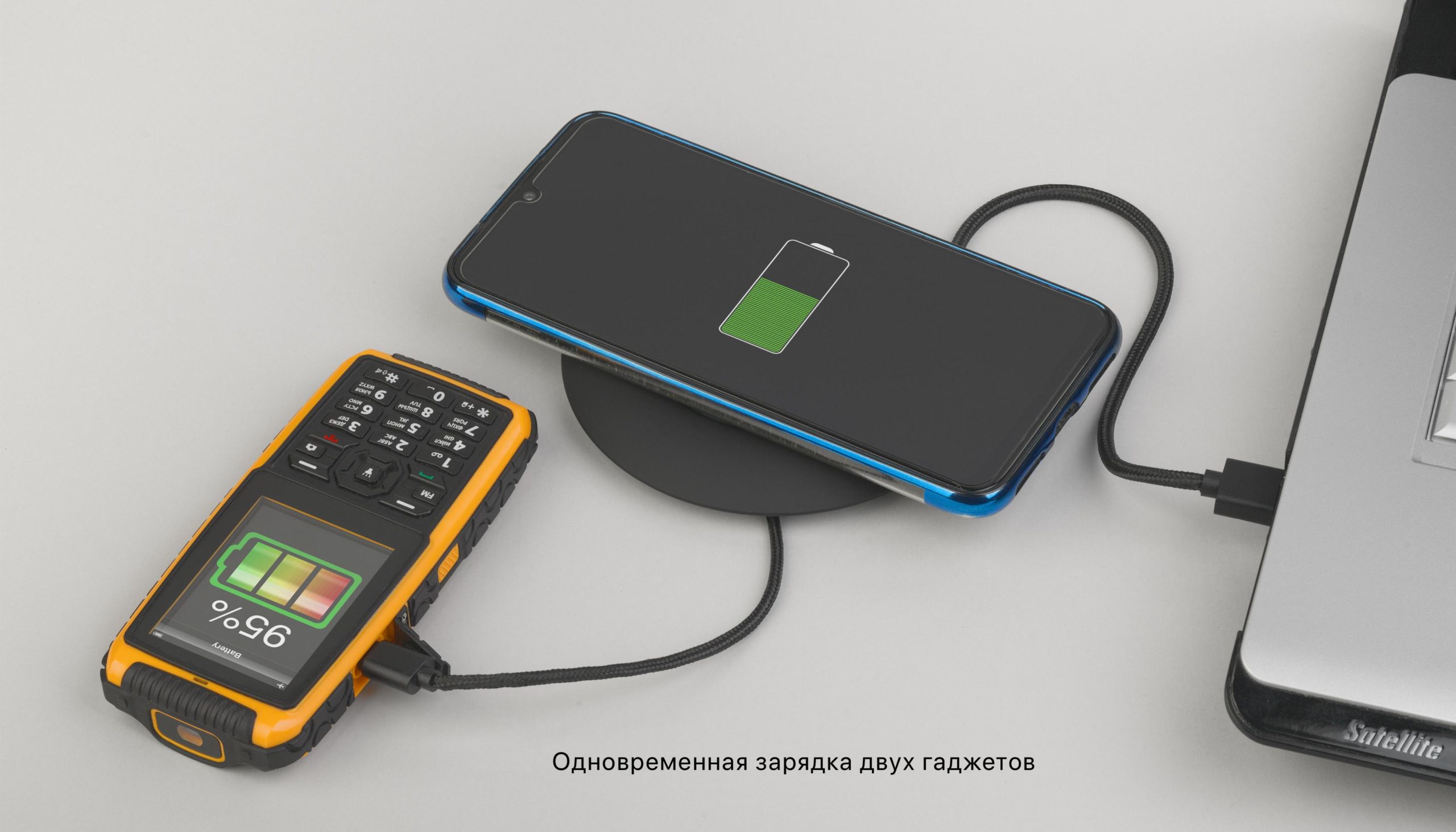 Настольное беспроводное зарядное устройство "Light SOFTTOUCH" с подсветкой логотипа, цвет черный, фото 4