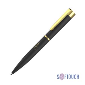 Ручка шариковая "Alice", покрытие soft touch, цвет черный с золотом - купить оптом