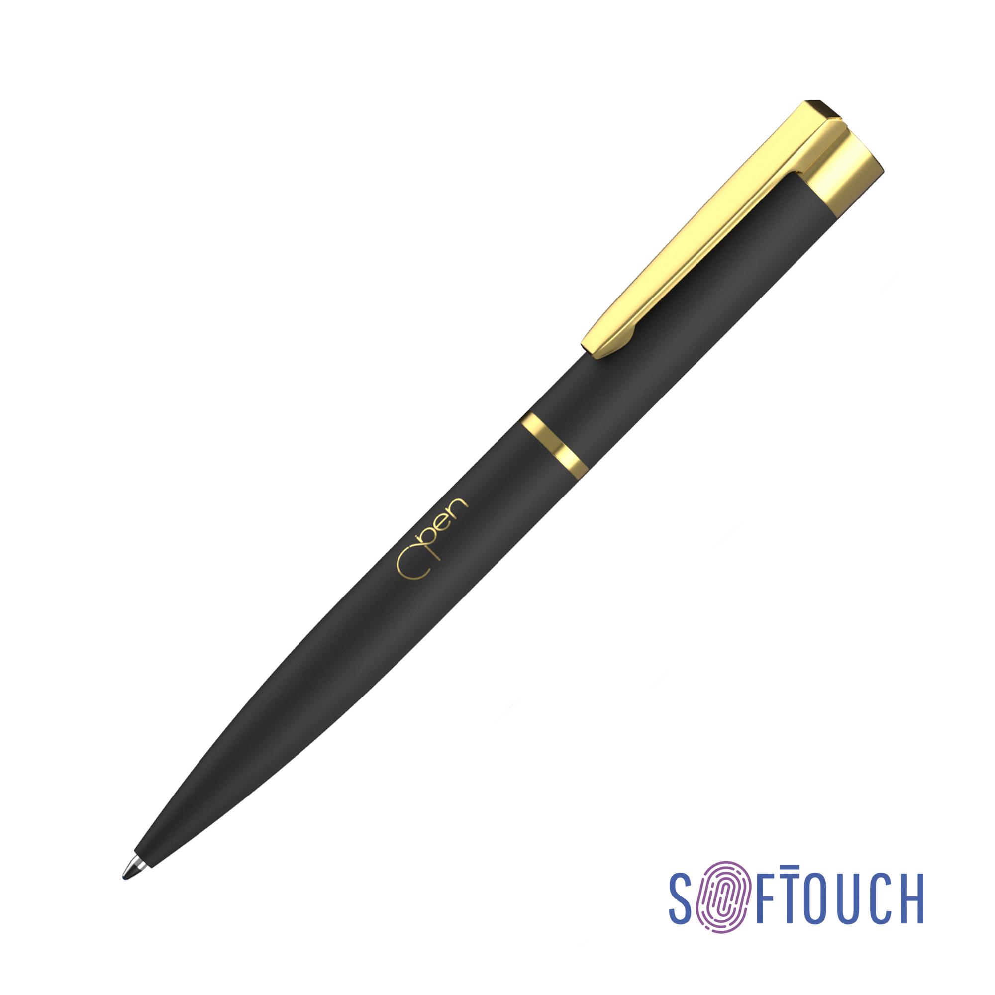 Ручка шариковая "Alice", покрытие soft touch, цвет черный с золотом