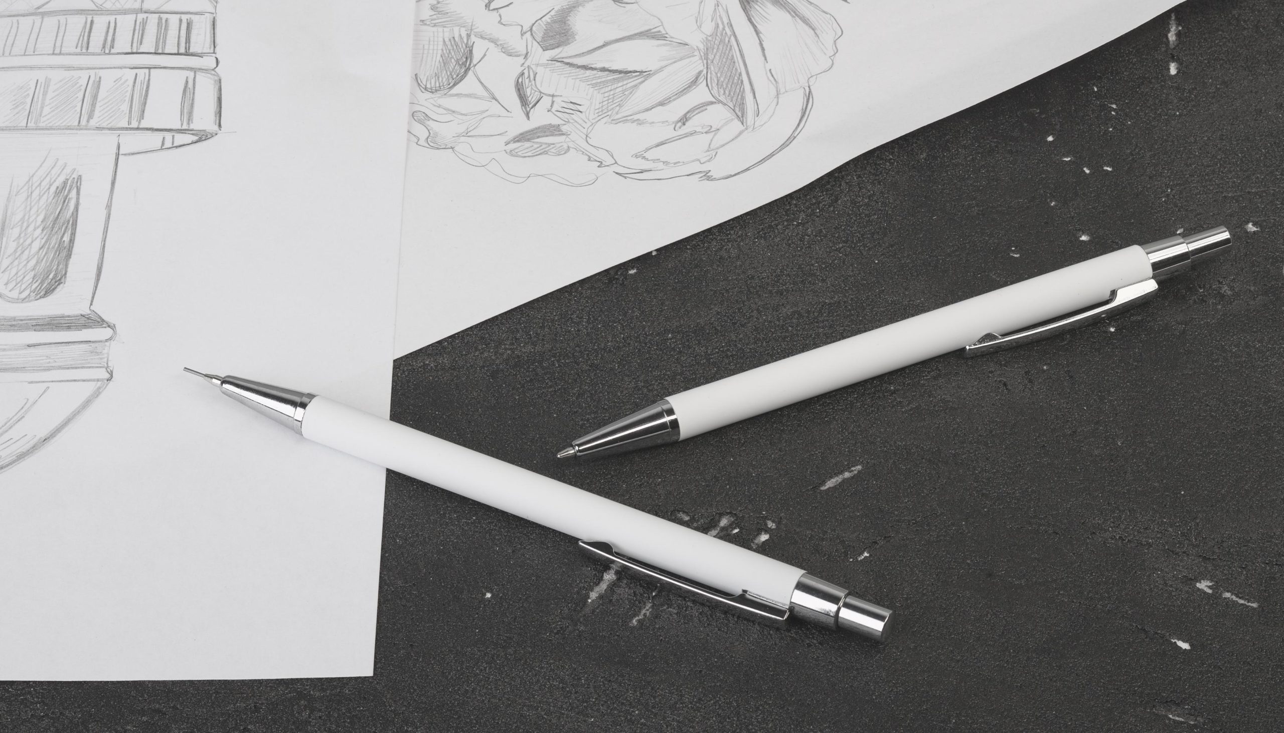 Набор "Ray" (ручка+карандаш), покрытие soft touch, цвет белый, фото 1