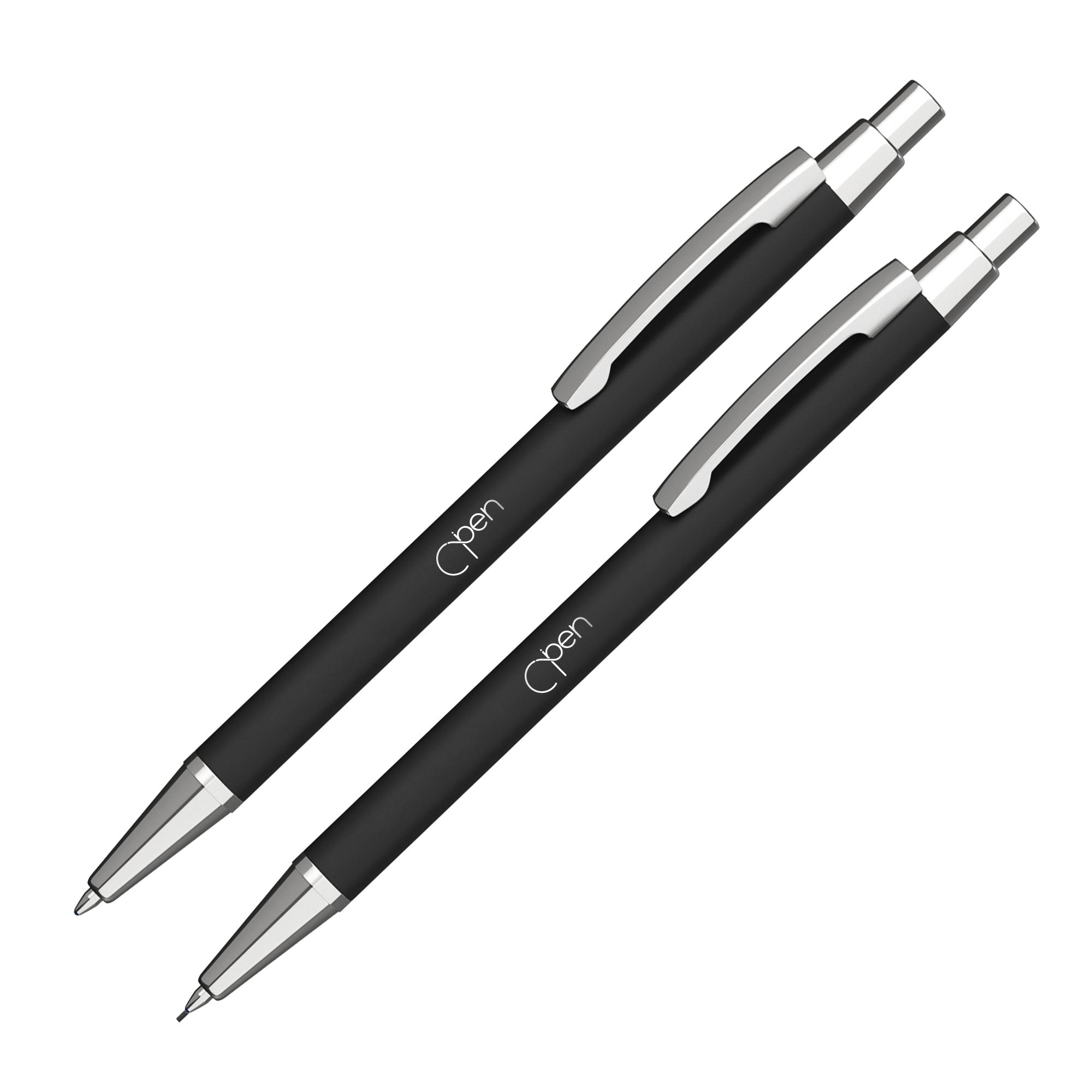 Набор "Ray" (ручка+карандаш), покрытие soft touch, цвет черный, фото 1