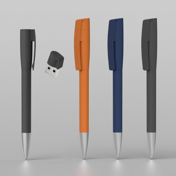 Ручка с флеш-картой USB 8GB «TURNUSsoftgrip M», цвет оранжевый - купить оптом