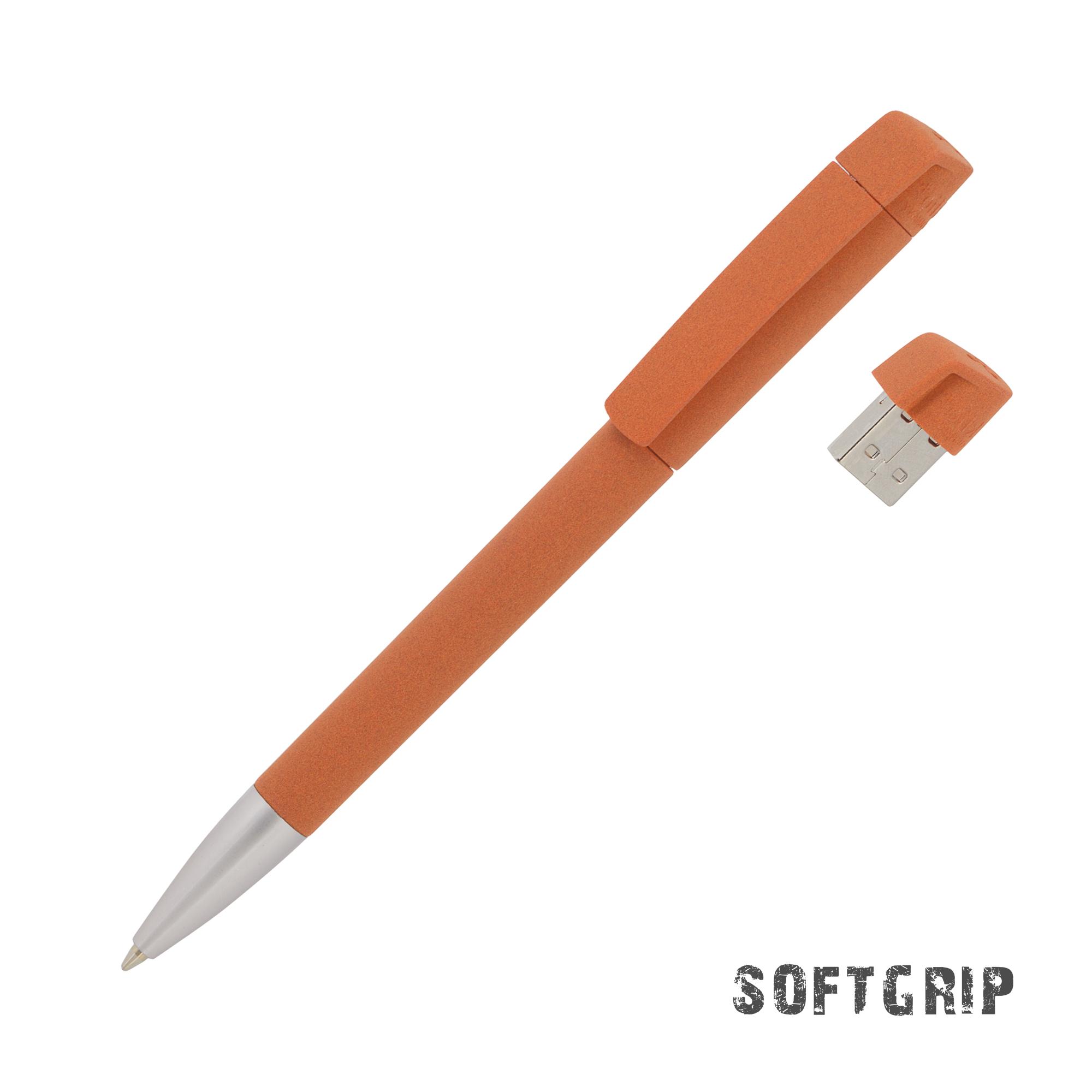 Ручка с флеш-картой USB 8GB «TURNUSsoftgrip M», цвет оранжевый