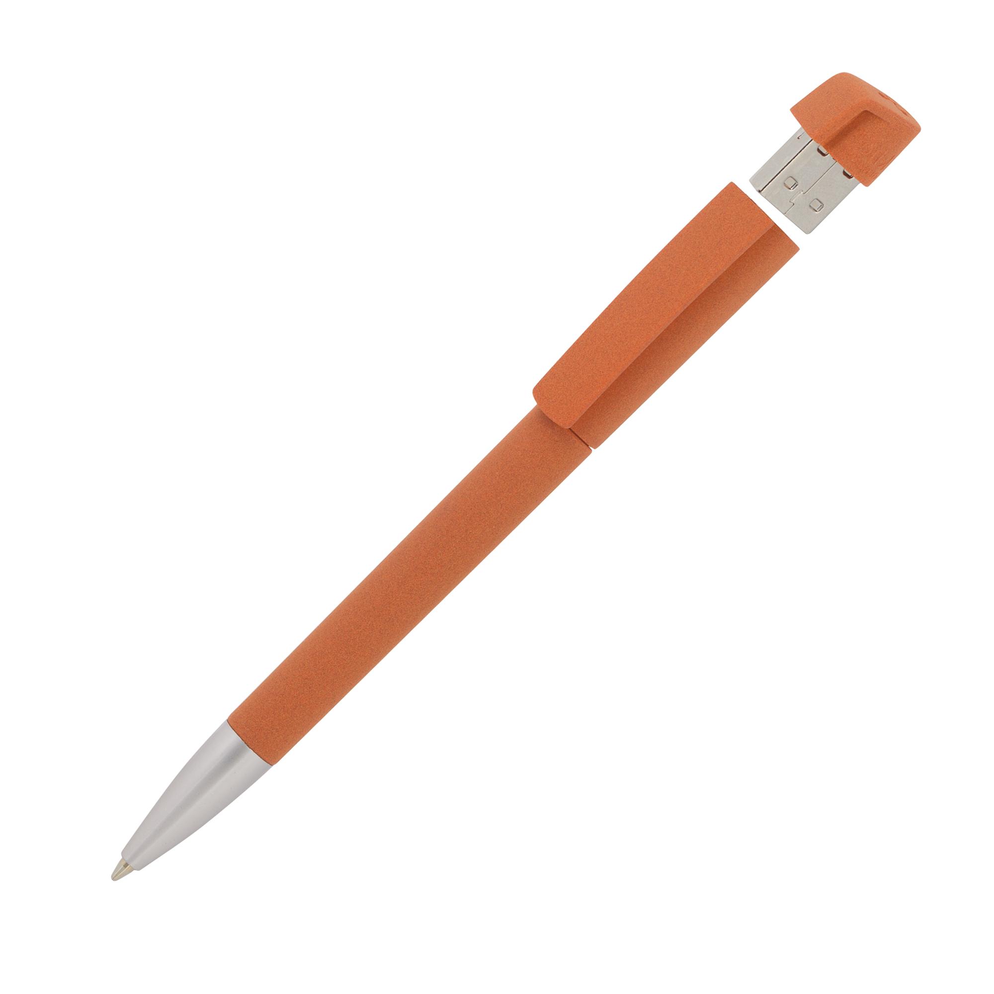 Ручка с флеш-картой USB 8GB «TURNUSsoftgrip M», цвет оранжевый, фото 1
