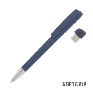 Ручка с флеш-картой USB 16GB «TURNUSsoftgrip M», цвет темно-синий - купить оптом