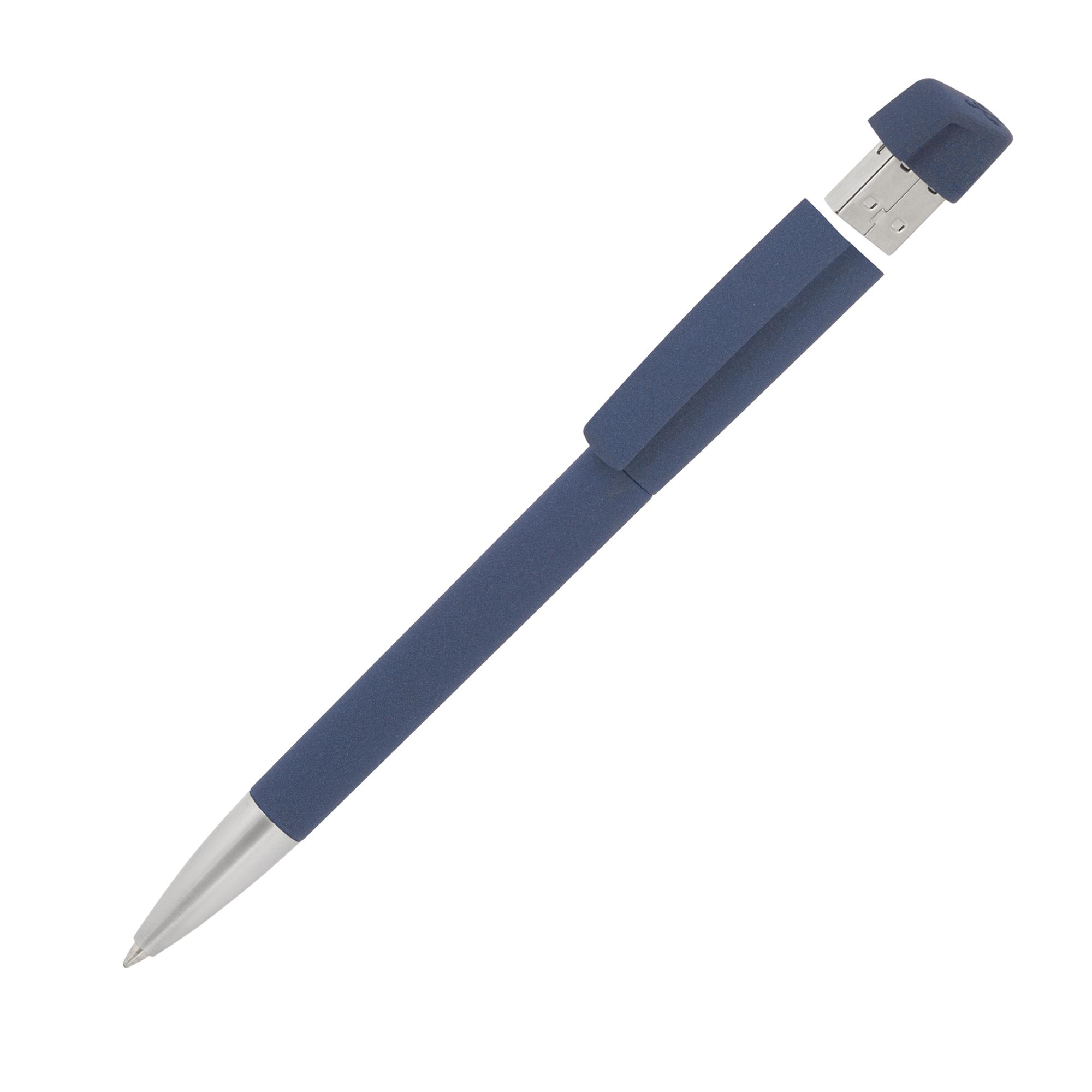 Ручка с флеш-картой USB 16GB «TURNUSsoftgrip M», цвет темно-синий, фото 2
