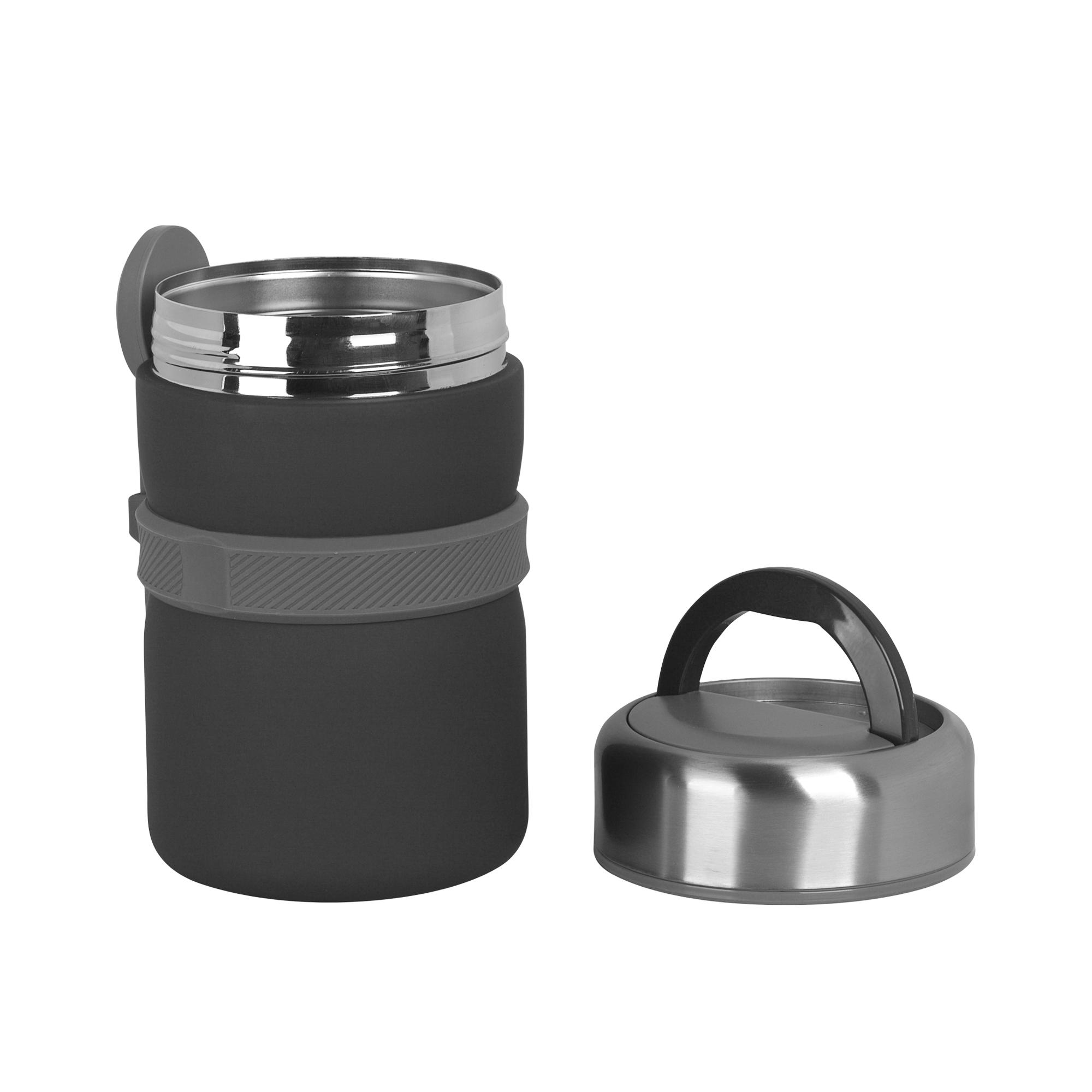 Термос с контейнерами и приборами для ланча, покрытие soft touch, цвет черный, фото 3