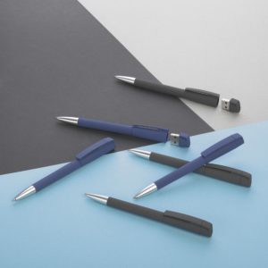 Ручка с флеш-картой USB 16GB «TURNUSsoftgrip M», цвет темно-синий - купить оптом