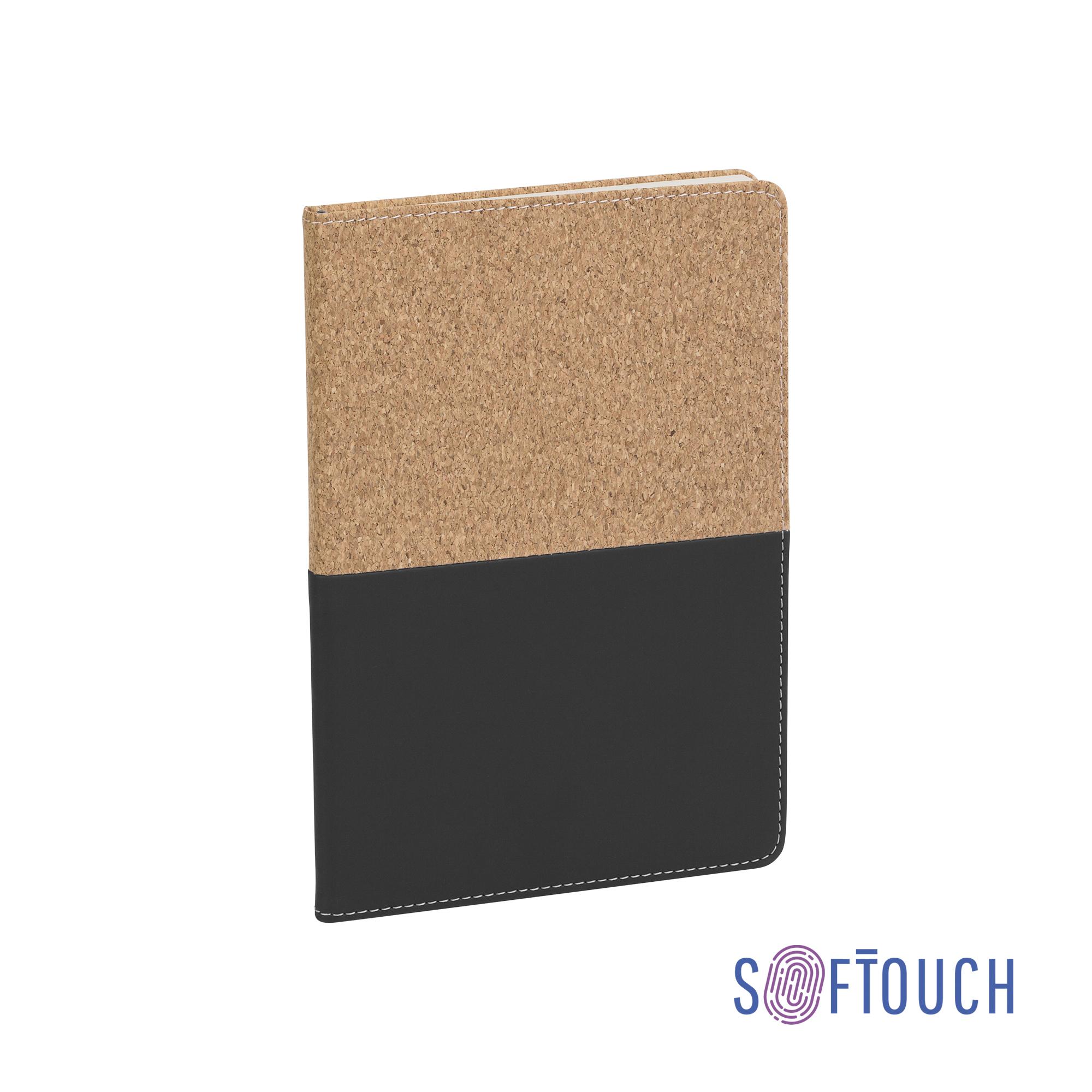 Блокнот "Фьюджи", формат А5, покрытие soft touch+пробка, цвет черный