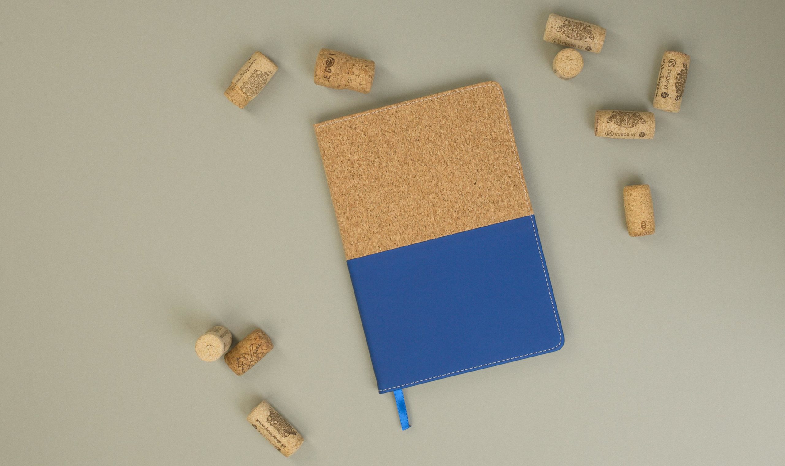 Блокнот "Фьюджи", формат А5, покрытие soft touch+пробка, цвет синий, фото 1