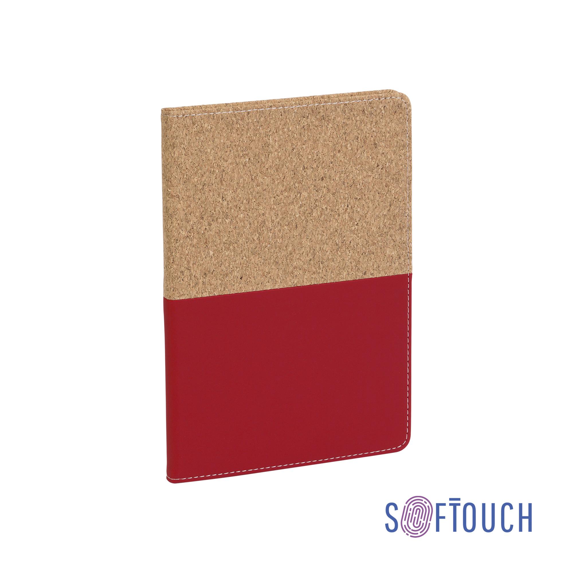 Блокнот "Фьюджи", формат А5, покрытие soft touch+пробка, цвет красный
