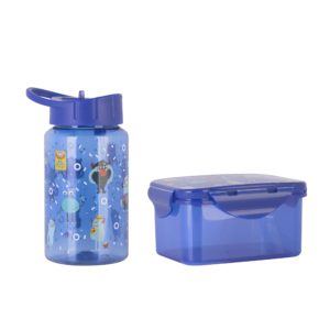 Набор с детским принтом (ланч-бокс, бутылка 0,45 л), цвет синий - купить оптом
