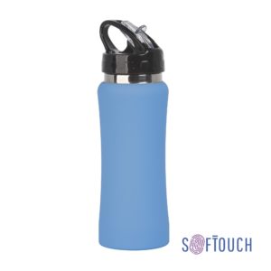 Бутылка для воды "Индиана" 600 мл, покрытие soft touch, цвет голубой - купить оптом