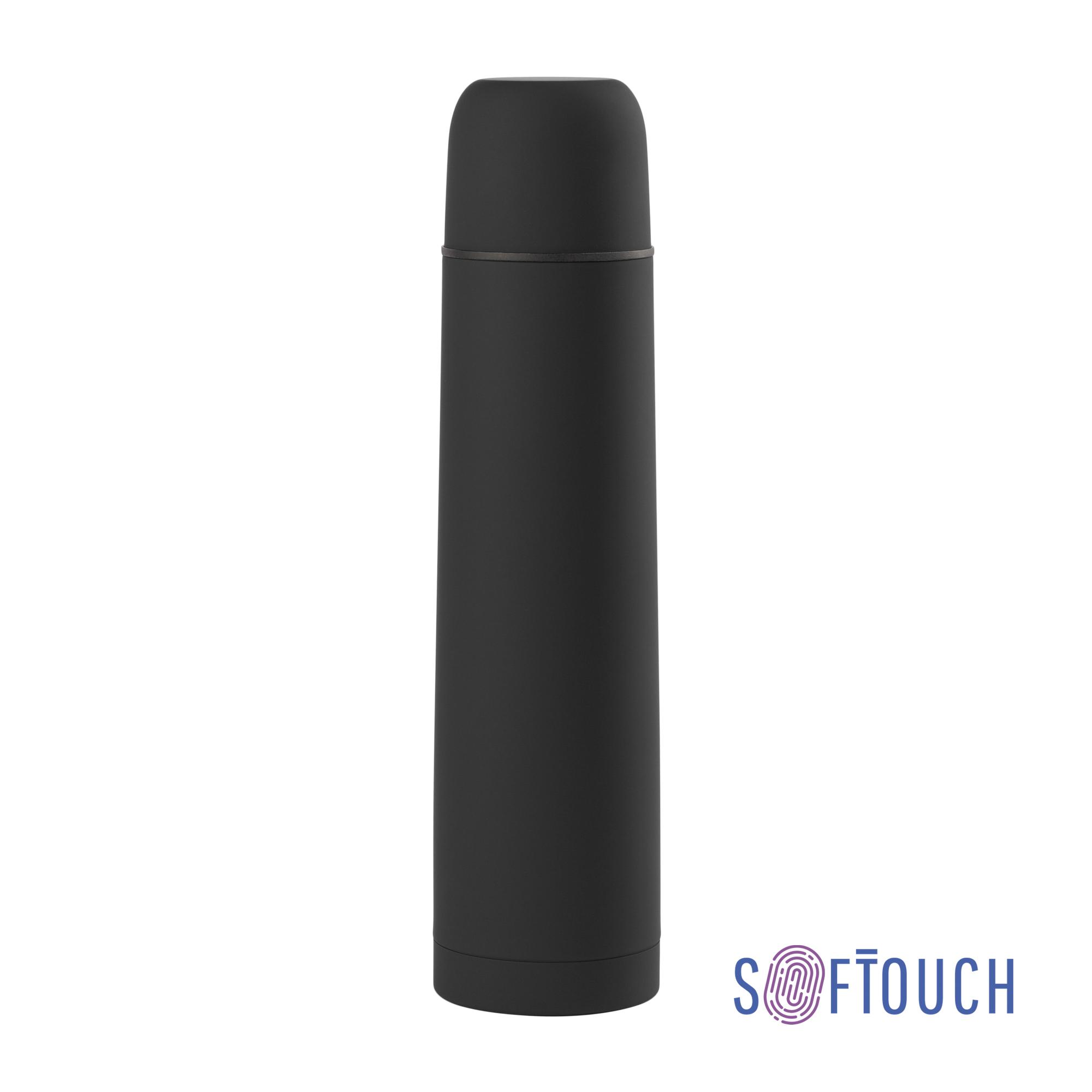 Термос "Родос" 1 литр, покрытие soft touch, цвет черный