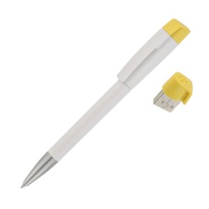 Ручка с флеш-картой USB 8GB «TURNUS M», цвет белый с желтым - купить оптом