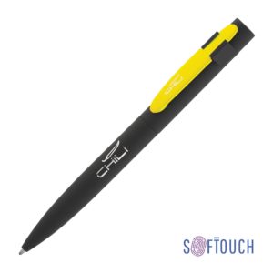 Ручка шариковая "Lip", покрытие soft touch, цвет черный с желтым - купить оптом