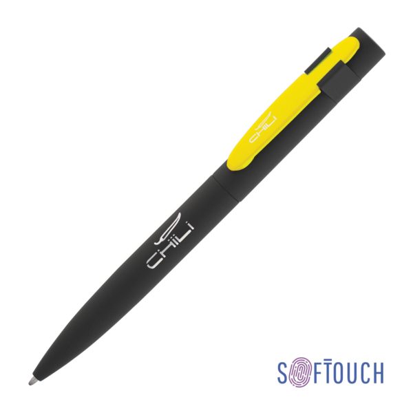 Ручка шариковая "Lip", покрытие soft touch, цвет черный с желтым - купить оптом