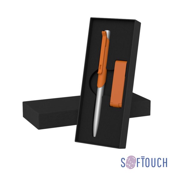 Набор ручка "Skil" + флеш-карта "Case" 8 Гб в футляре, покрытие soft touch, цвет оранжевый - купить оптом