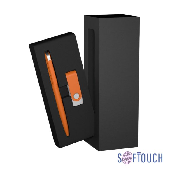 Набор ручка + флеш-карта 16 Гб в футляре, покрытие soft touch, цвет оранжевый - купить оптом