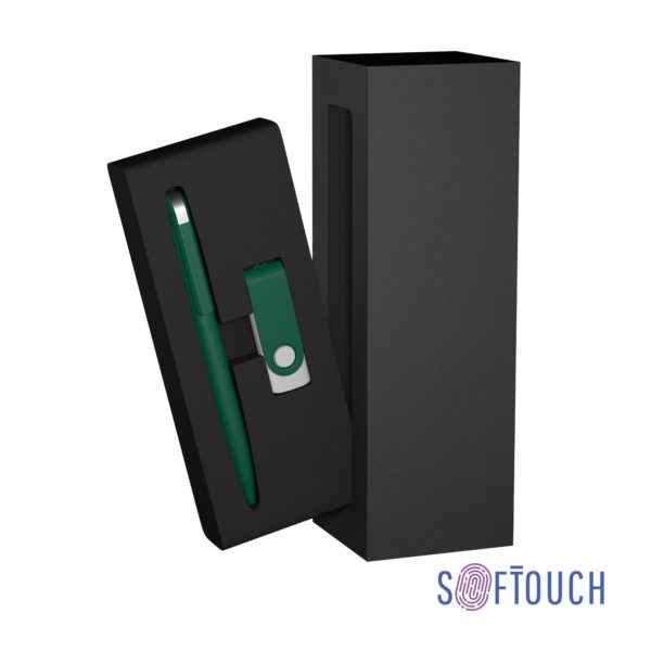 Набор ручка + флеш-карта 8 Гб в футляре, покрытие soft touch, цвет темно-зеленый - купить оптом