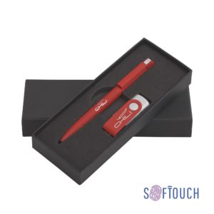 Набор ручка + флеш-карта 16 Гб в футляре, покрытие soft touch, цвет красный - купить оптом