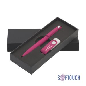 Набор ручка + флеш-карта 8 Гб в футляре, покрытие soft touch, цвет фуксия - купить оптом