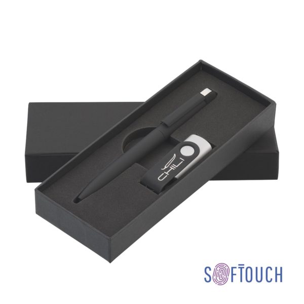Набор ручка + флеш-карта 16 Гб в футляре, покрытие soft touch, цвет черный - купить оптом