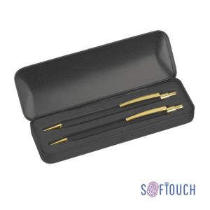 Набор "Ray" (ручка+карандаш), покрытие soft touch, цвет черный с золотом - купить оптом