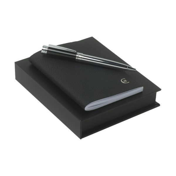 Набор (записная книжка А6, ручка шариковая), цвет черный - купить оптом
