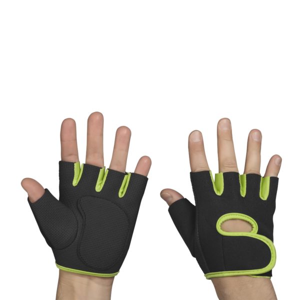 Перчатки для фитнеса "Рекорд", размер XL, цвет черный с зеленым яблоком - купить оптом