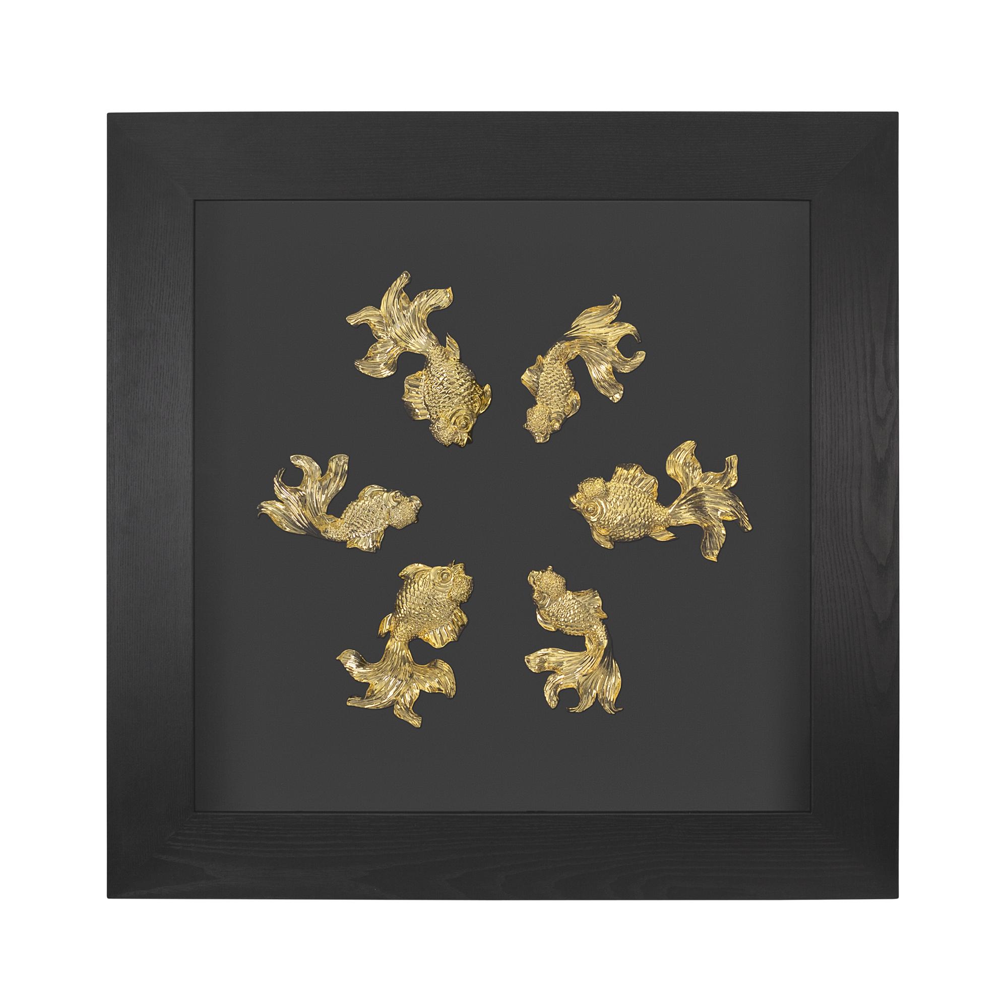 Картина "Золотые рыбки", цвет черный с золотом
