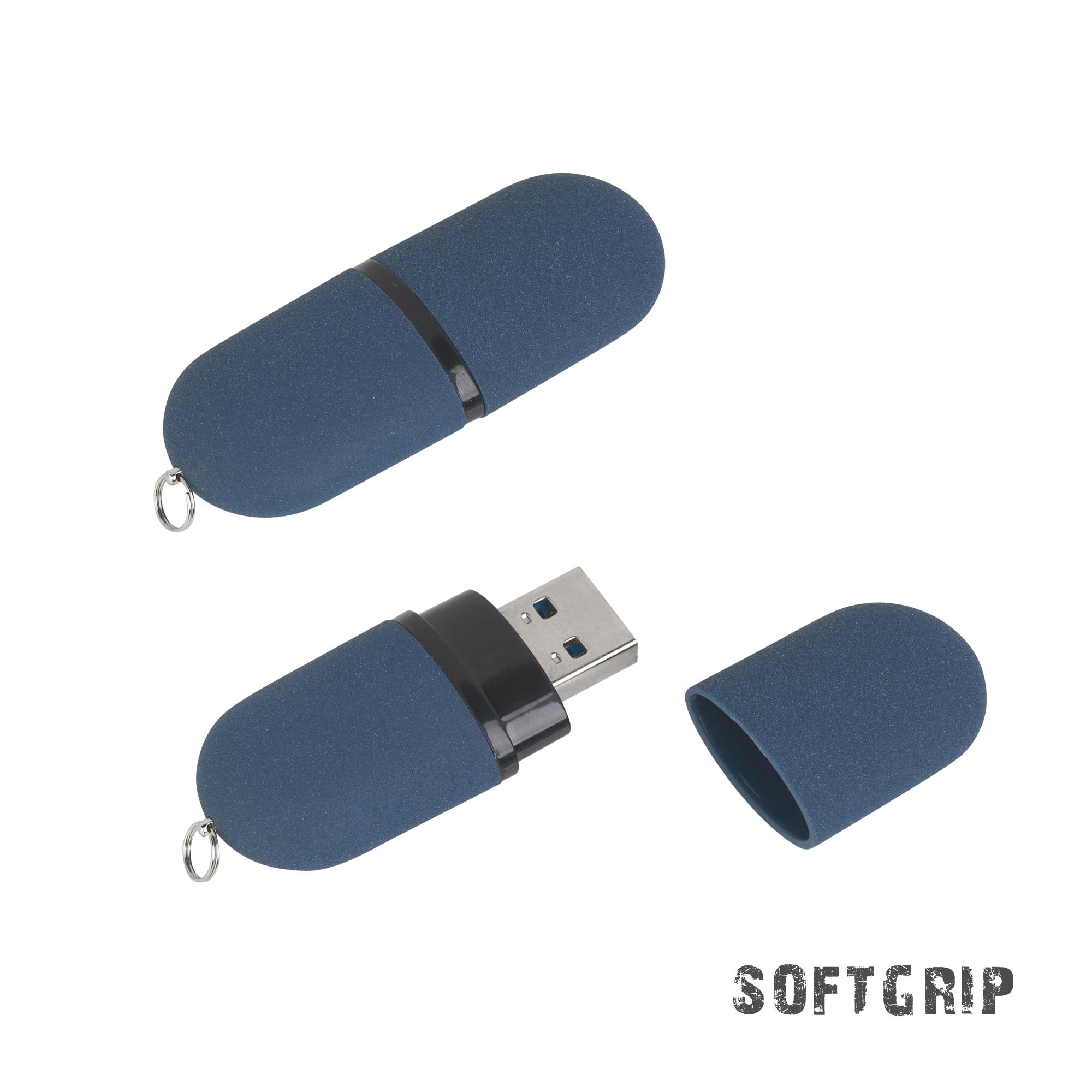 Флеш-карта "Камень" с покрытием soft grip в футляре, объем памяти 16GB, цвет черный - купить оптом