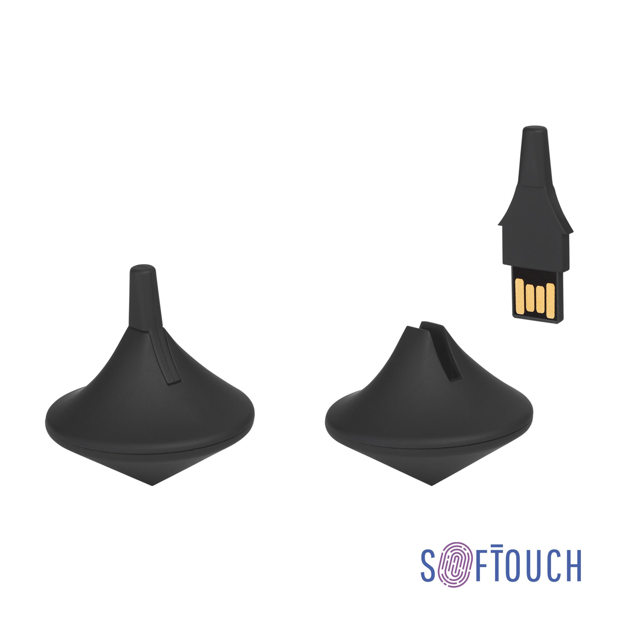Флеш-карта-антистресс "Volchok", объем памяти 16GB, темно-синий, покрытие soft touch, цвет черный