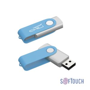 Флеш-карта "Vostok", объем памяти 8GB, покрытие soft touch, цвет голубой - купить оптом