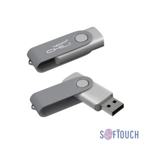 Флеш-карта "Vostok", объем памяти 16Gb, покрытие soft touch, цвет серый - купить оптом