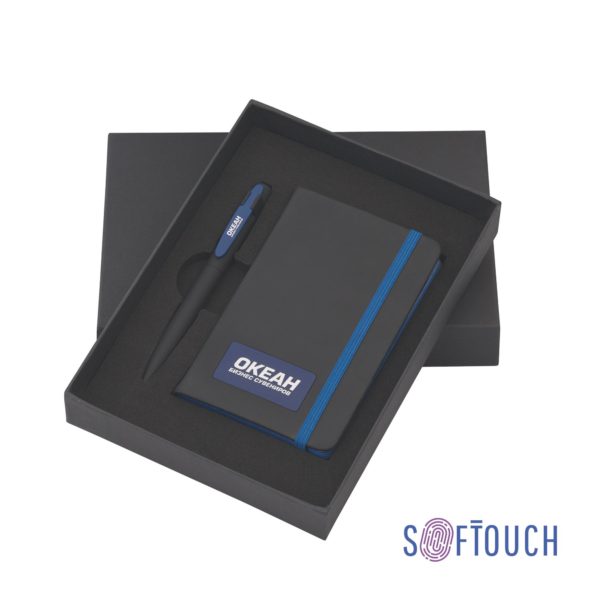 Подарочный набор "Таранто", покрытие soft touch , цвет черный с синим - купить оптом